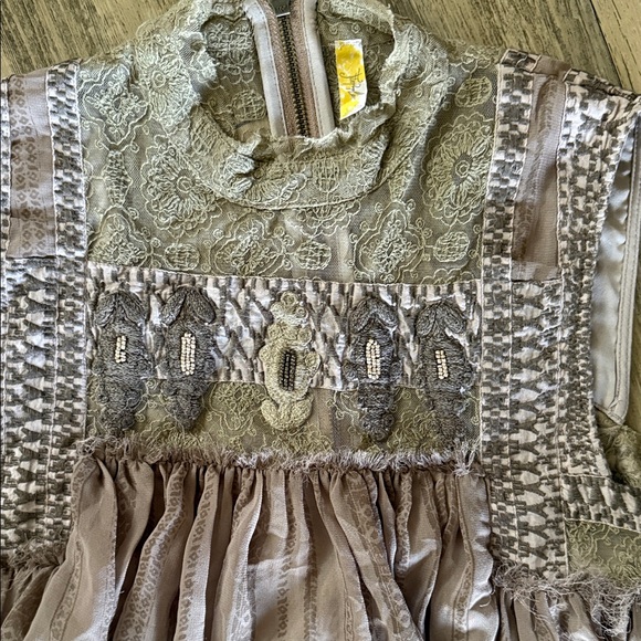 Free People Dusty Mauve Lace Trim Sleeveless Casual Dress - Picture 3 of 9